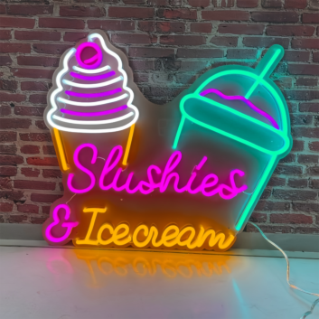 Customize Tempting Treats Slushies And Ice Cream Neon Sign