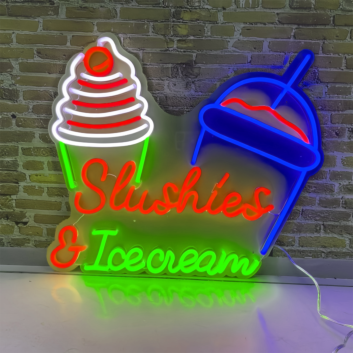 Customize Tempting Treats Slushies And Ice Cream Neon Sign