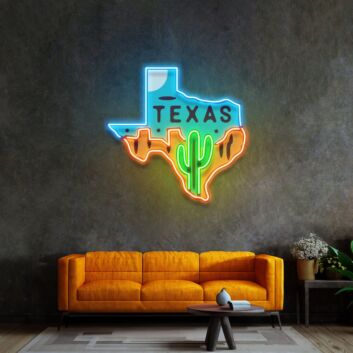 Texas Map Led Neon Sign Light Pop Art