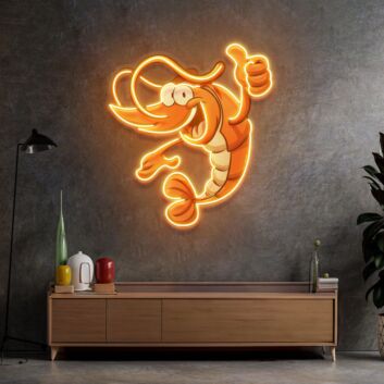 Thumps Up Shrimp Led Neon Acrylic Artwork