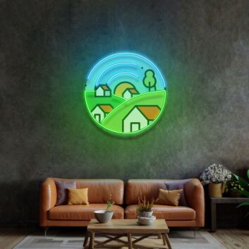 Morning On Grassy Village Led Neon Sign Light Pop Art
