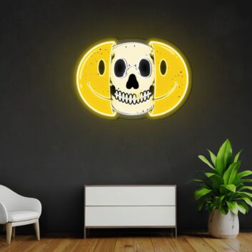Half Skull Emoticons Neon Sign X Acrylic Artwork