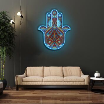 Hamsa Neon X Acrylic Artwork