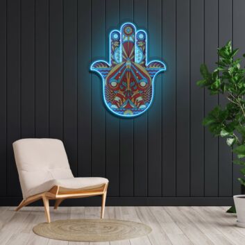 Hamsa Neon X Acrylic Artwork
