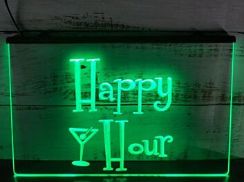 Happy Hour Martini Glass Hanging Neon Sign