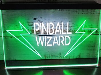 Pinball Wizard Two Tone Hanging Neon Sign
