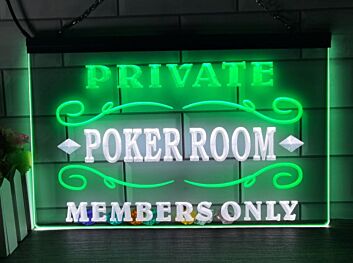 Private Poker Room Two Tone Hanging Neon Sign