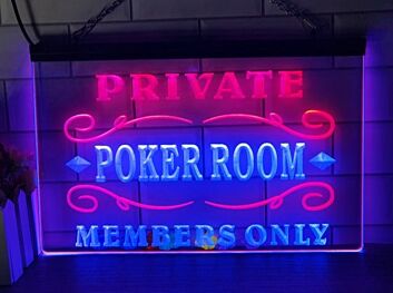 Private Poker Room Two Tone Hanging Neon Sign