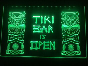 Tiki Bar is Open Hanging Neon Sign