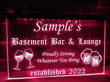 Basement Bar and Lounge Personalized Hanging Neon Sign