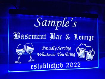 Basement Bar and Lounge Personalized Hanging Neon Sign