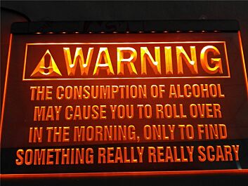 Alcohol Warning Hanging Neon Sign