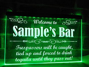 Trespassers Bar Personalized Hanging Neon Sign
