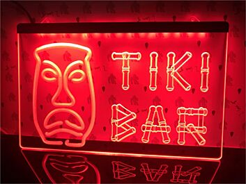 Tiki Bar Bamboo Mask Hanging Neon Sign