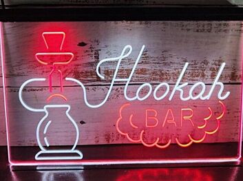 Hookah Bar Two Tone Hanging Neon Sign