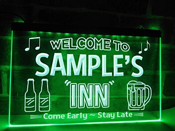Welcome to My Inn Personalized Hanging Neon Sign