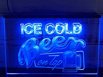 Ice Cold Beer on Tap Bar Hanging Neon Sign