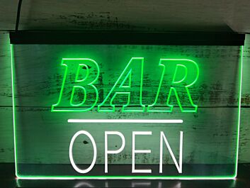 Bar Open Two Tone Hanging Neon Sign