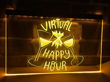 Virtual Happy Hour Hanging Neon Sign