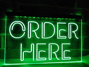 Order Here Hanging Neon Sign