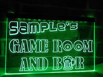 Game Room and Bar Personalized Hanging Neon Sign