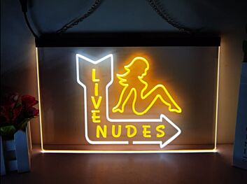 Live Nudes Two Tone Hanging Neon Sign