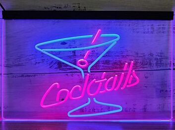 Cocktails Two Tone Hanging Neon Sign
