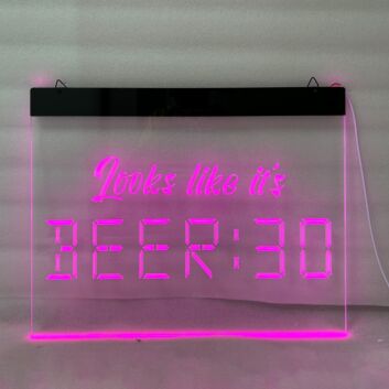 Looks like it's Beer Thirty Hanging Neon Sign