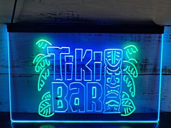 Tiki Bar Mask Two Tone Hanging Neon Sign