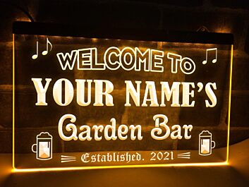Garden Bar Personalized Hanging Neon Sign