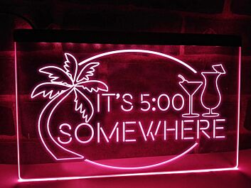 It's 5:00 Somewhere Bar Hanging Neon Sign