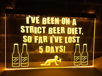Strict Beer Diet Funny Hanging Neon Sign