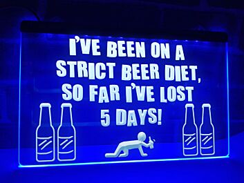 Strict Beer Diet Funny Hanging Neon Sign