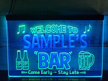 Welcome to My Bar Personalized Two Tone Hanging Neon Sign