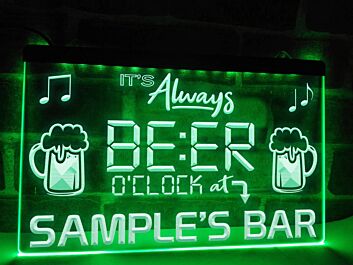 It&#039;s Always Beer O&#039;clock at My Bar Personalized Hanging Neon Sign