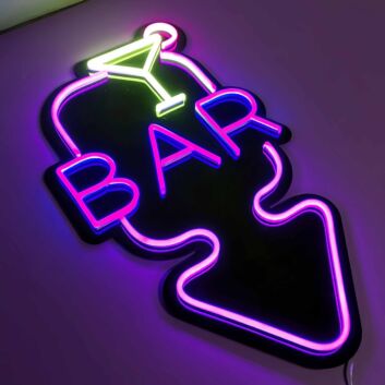 Customize Bar Wall Decor Neon Black Backsplash