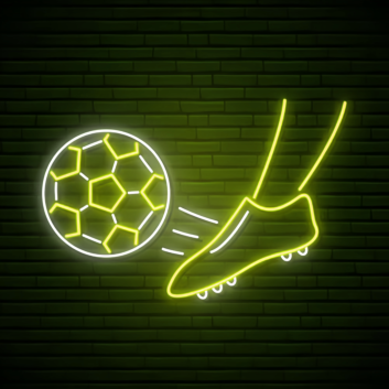 Kicking Soccer Ball Neon Sign