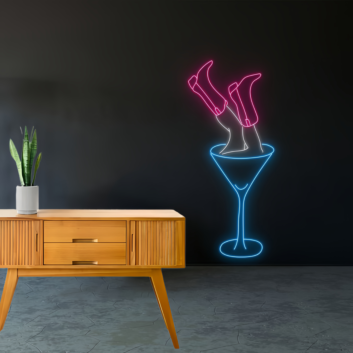 Tipsy in Wine Glass Neon Sign