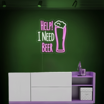 Customize Urgent HELP! I NEED BEER Neon Sign
