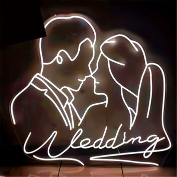 Customize Wedding Romantic Kissing Couple Portrait Neon Sign