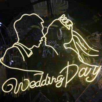 Customize Wedding Day Romantic Kissing Couple Portrait Neon Sign