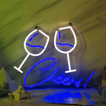 Customize Toasting Wine Glasses Neon Light
