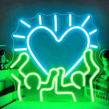 Doll Figure Holding Heart Neon Sign
