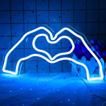 Hands Forming Heart Shape Neon Light