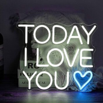 TODAY I LOVE YOU Heart Neon Light