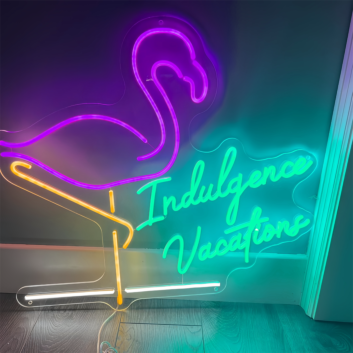 Customize Indulgence Vacations Flamingo Neon Sign