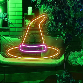 Halloween Decor Hat Neon Sign
