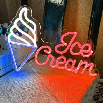 Customize Tasty Ice Cream Cone Neon Sign