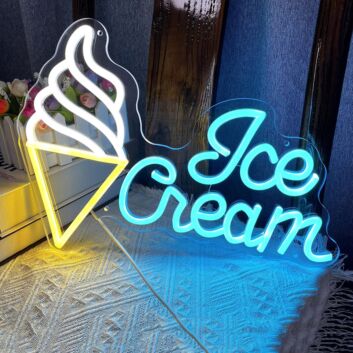 Customize Tasty Ice Cream Cone Neon Sign