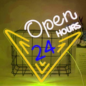 Customize 24 Hours Open Neon Sign